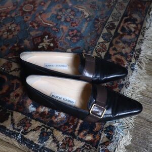 Manolo Blahnik Black and Brown Loafers